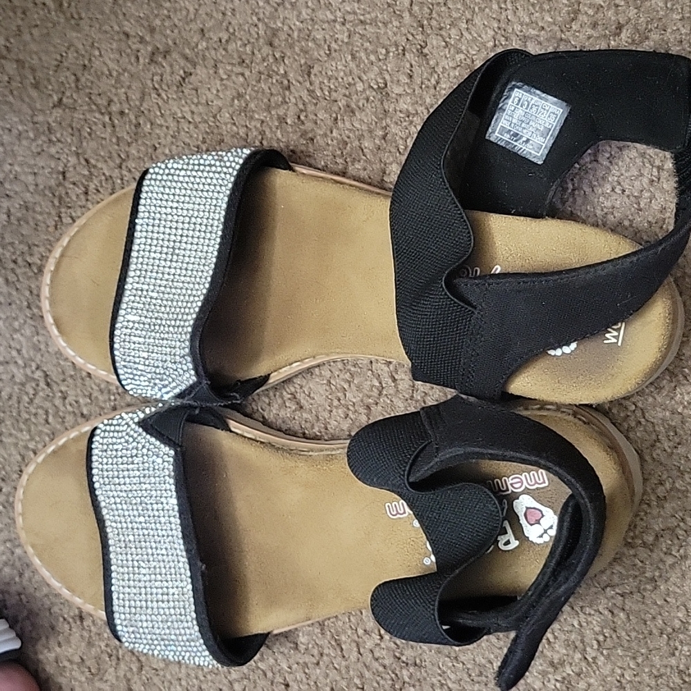 Bob's from skechers black and sparkle sandals